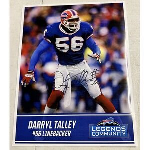 Darryl Talley Autographed Photo Buffalo‎ Bills #56 In Person Auto No COA